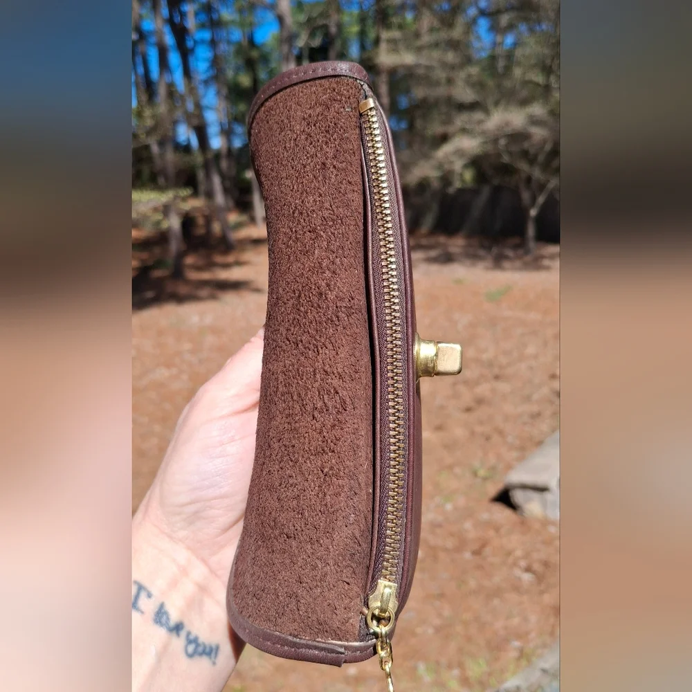 Vintage 90's Coach Brown Glove Tanned Leather Turnlock Case Clutch Pouch #7171 - Picture 9 of 12